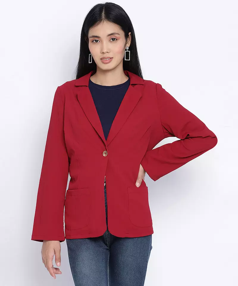 Frump classy maroon women blazer jacket