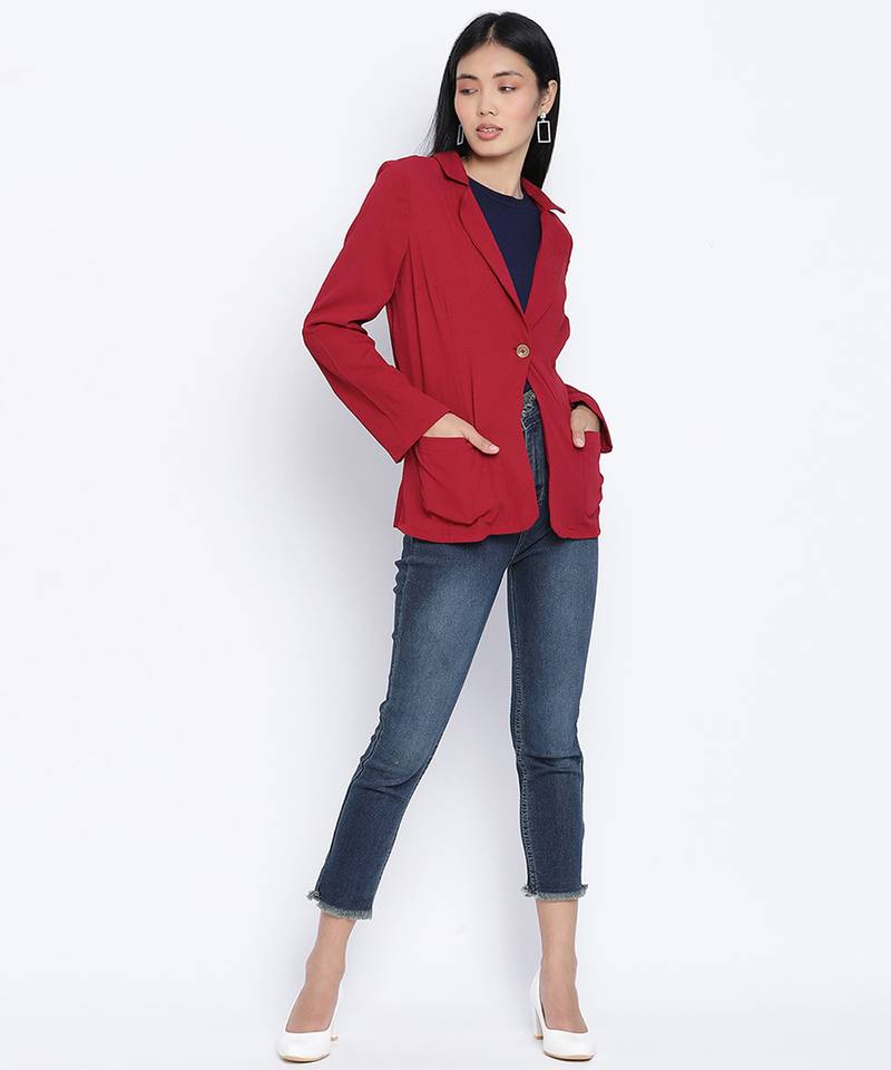 Frump classy maroon women blazer jacket