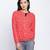 Sharp red printed women bomber jacket