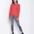 Sharp red printed women bomber jacket