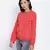 Sharp red printed women bomber jacket