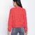 Sharp red printed women bomber jacket