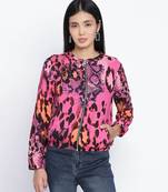 Rellish mutlicolor animal print women bomber jacket