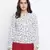 Qalazic white floral print women bomber jacket