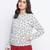 Qalazic white floral print women bomber jacket
