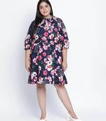 Chic blee muticolor forallic plus size tie knot dress
