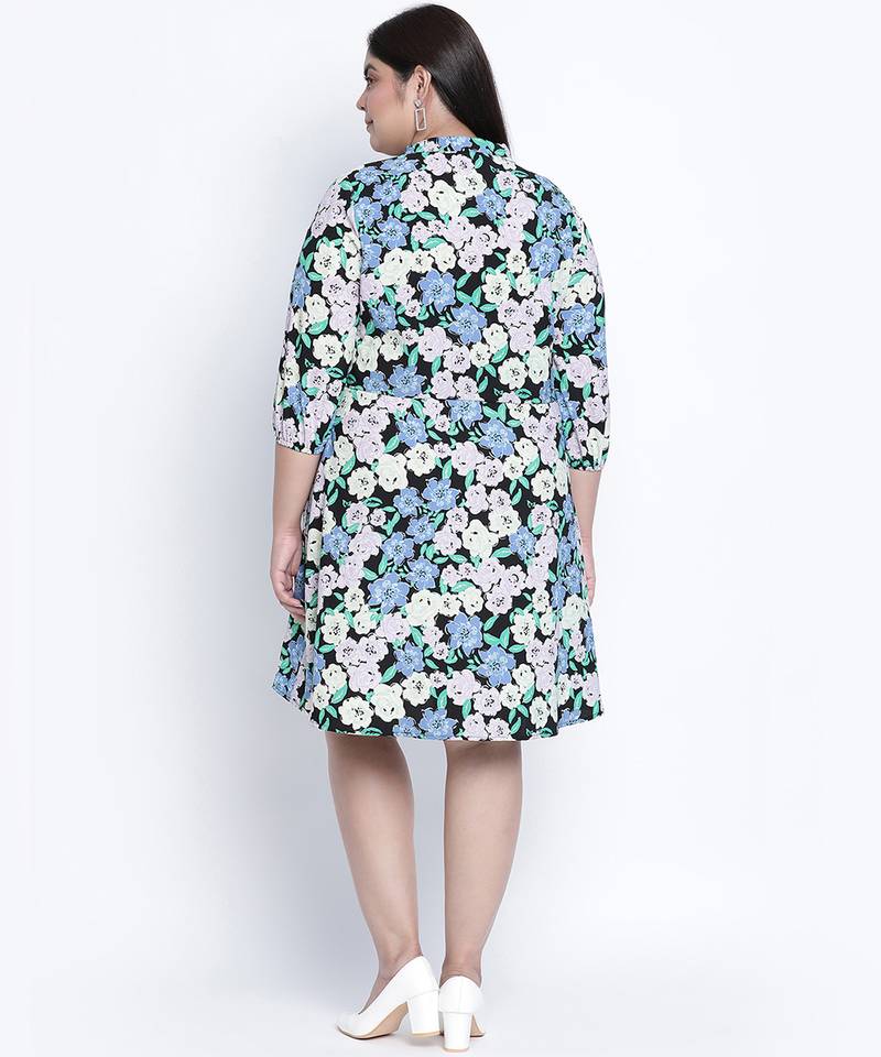 Drama mellz floral print plus szie tie knot dress