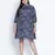 Popper black graphic print plus size tie knot dress