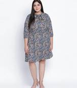 Abanic floric plus size tie knot dress