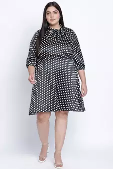 Joyeous polka dot plus szie tie knot dress