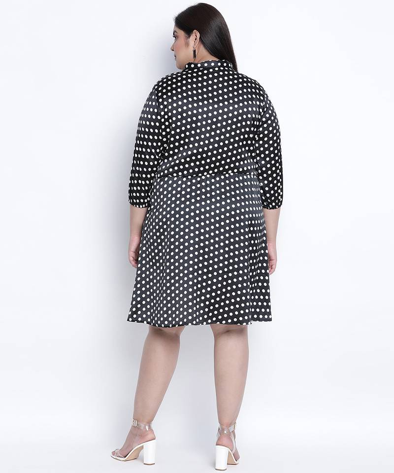 Joyeous polka dot plus szie tie knot dress
