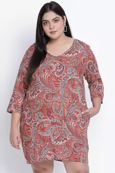 Slaazz orangtic printed plus size dress