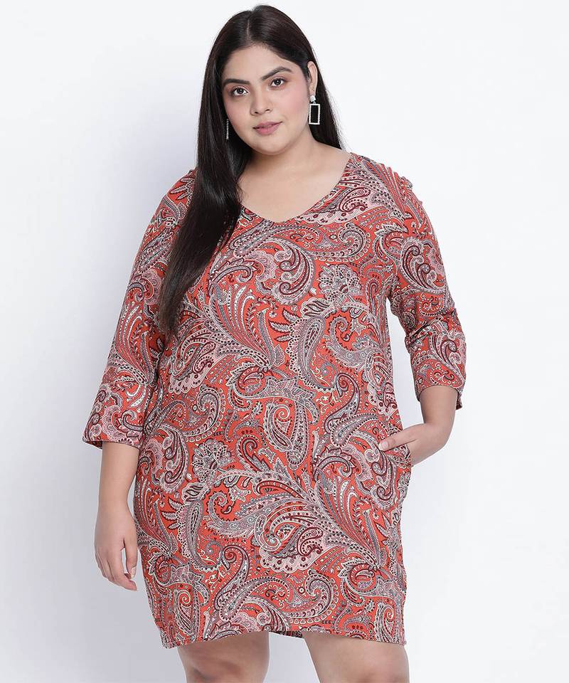 Slaazz orangtic printed plus size dress