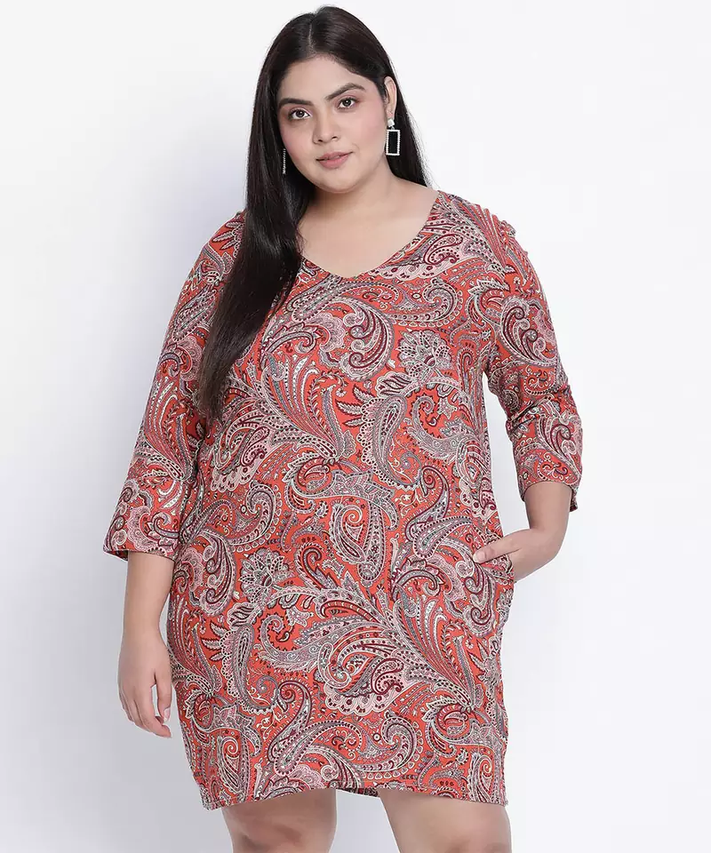 Slaazz orangtic printed plus size dress