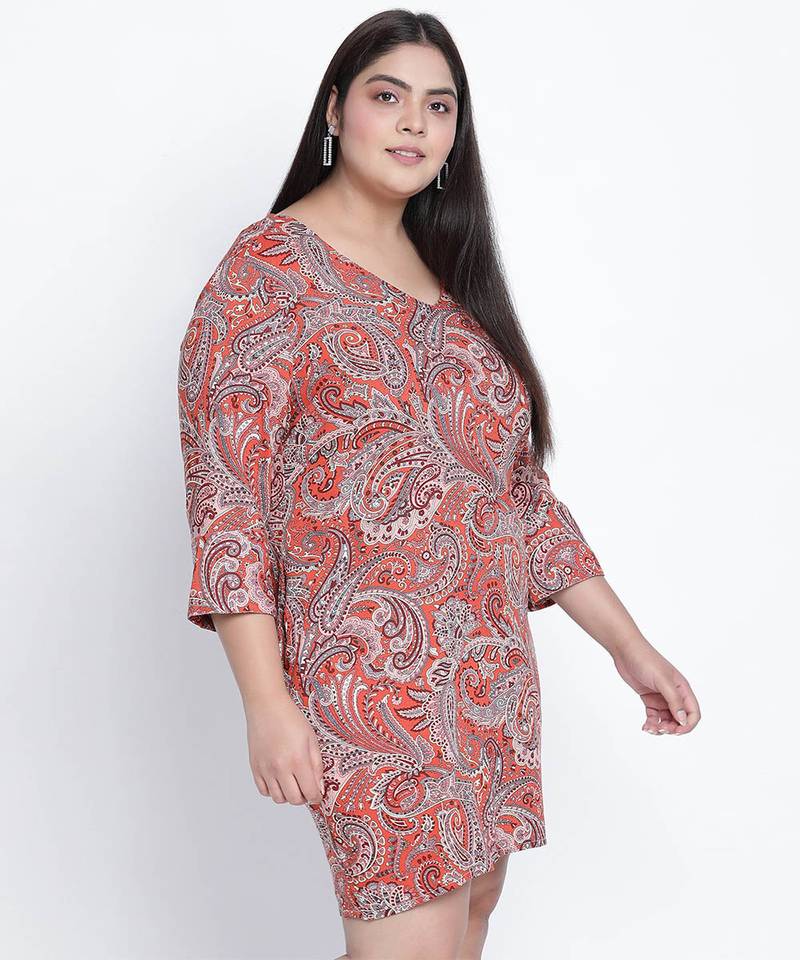 Slaazz orangtic printed plus size dress