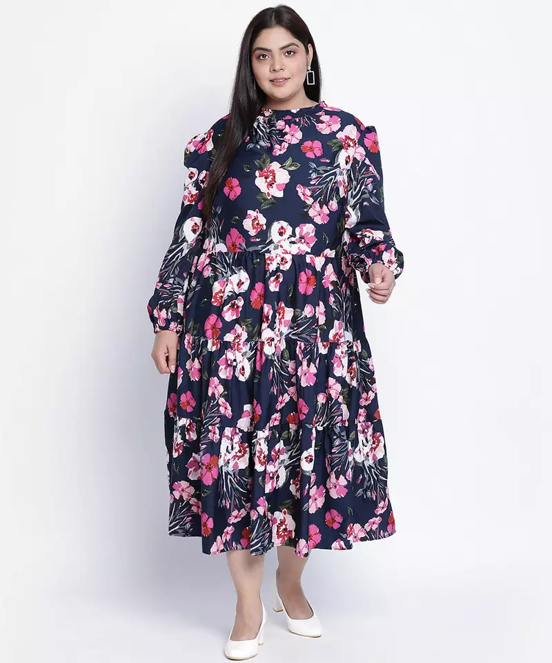 Party hep floral print plus size wpomen dress