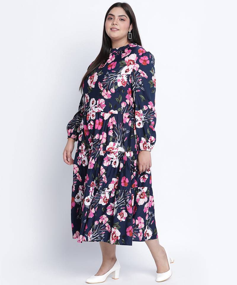 Party hep floral print plus size wpomen dress