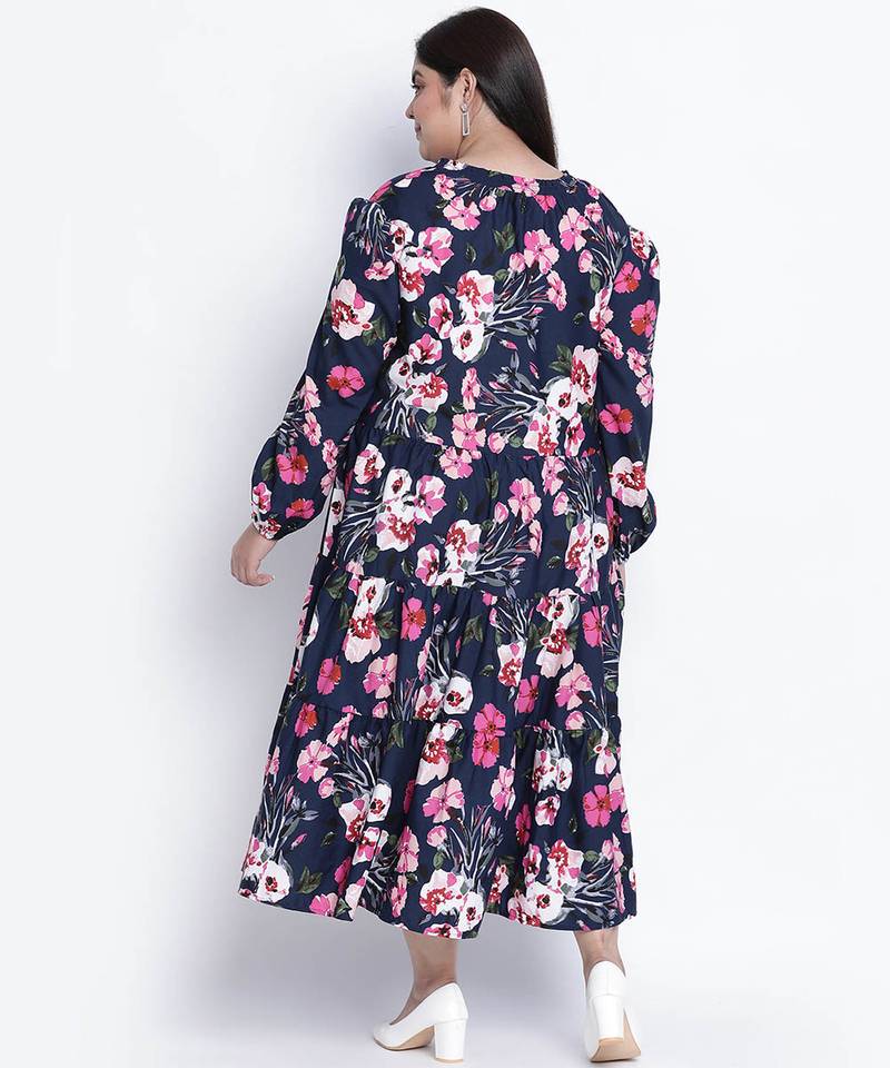 Party hep floral print plus size wpomen dress