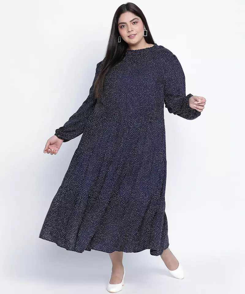 Aaquanic black printed plus size dresss