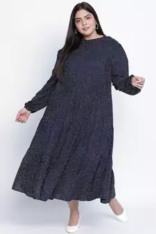Aaquanic black printed plus size dresss