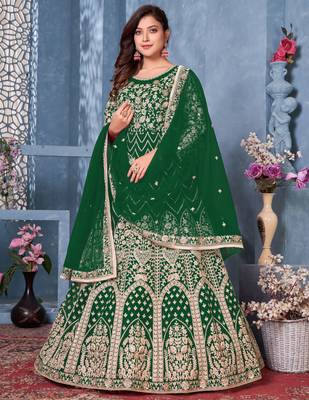 Green embroidered net salwar 1