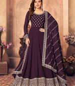 Purple embroidered faux georgette salwar