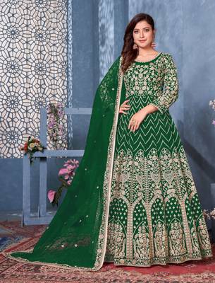 Green embroidered net salwar 2