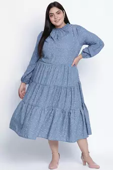 Sea shore aqua blue plus size dress