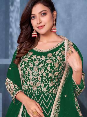 Green embroidered net salwar 4