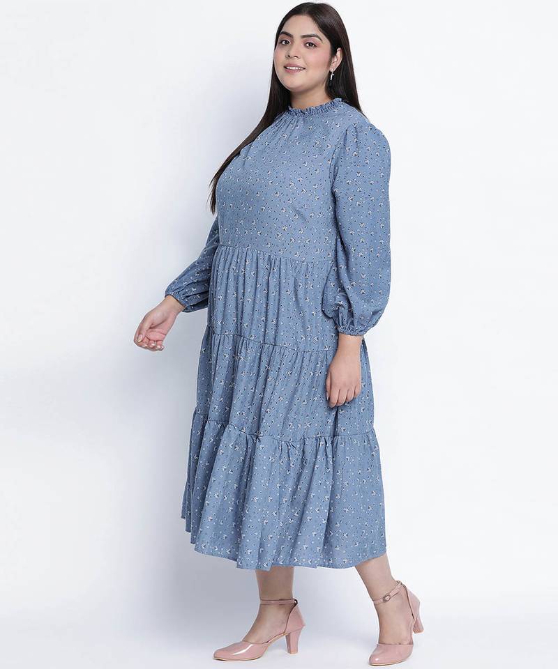 Sea shore aqua blue plus size dress