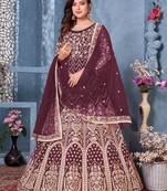 Purple embroidered net salwar