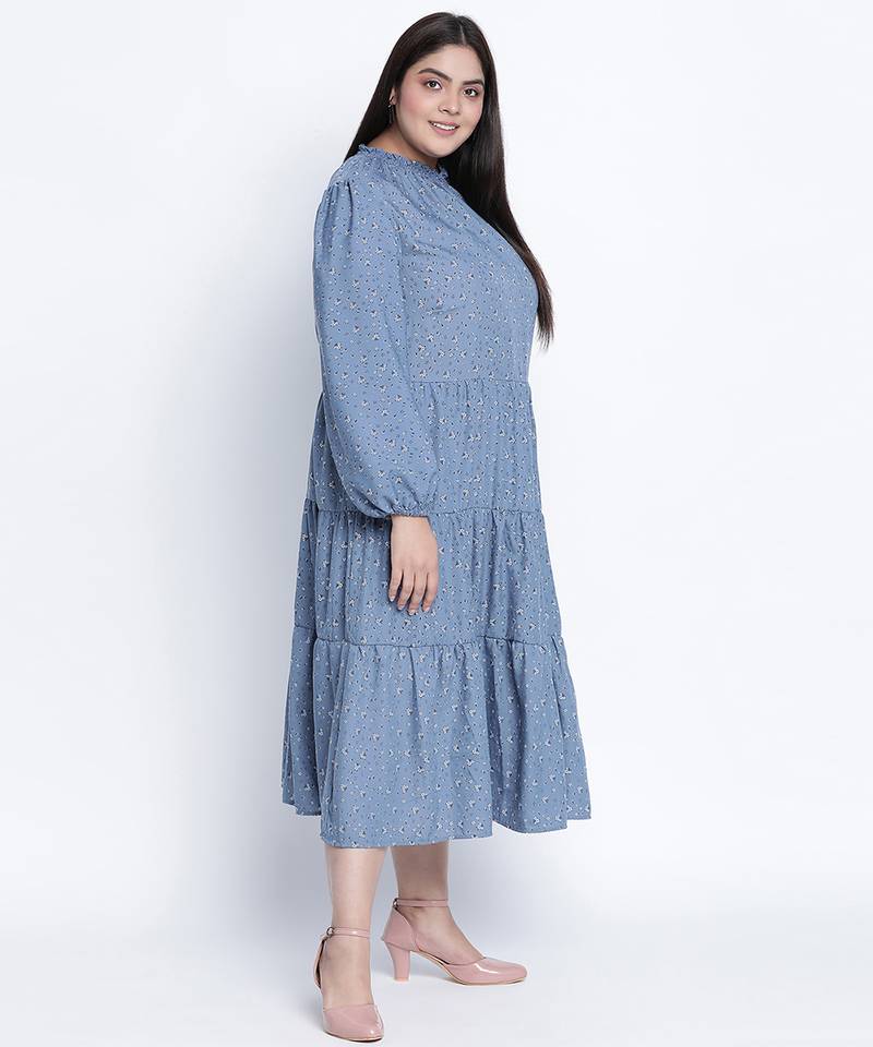 Sea shore aqua blue plus size dress