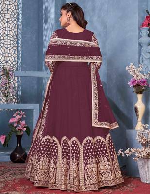 Purple embroidered net salwar 3