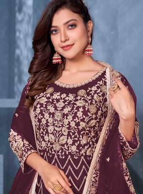 Purple embroidered net salwar 4