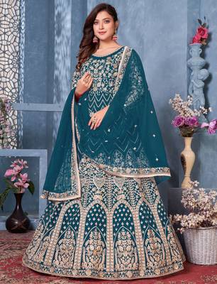 Blue embroidered net salwar 1