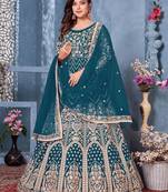 Blue embroidered net salwar