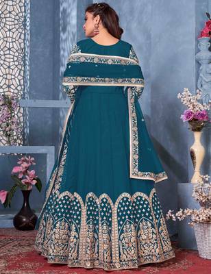 Blue embroidered net salwar 3