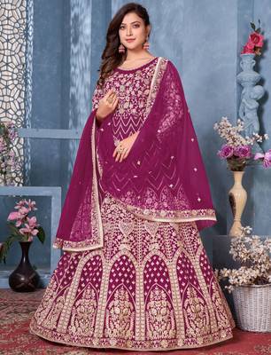 Rani-pink embroidered net salwar 1