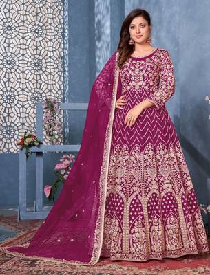 Rani-pink embroidered net salwar 2