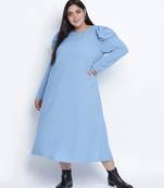Dolphin Poly Dobby blue plus size dress