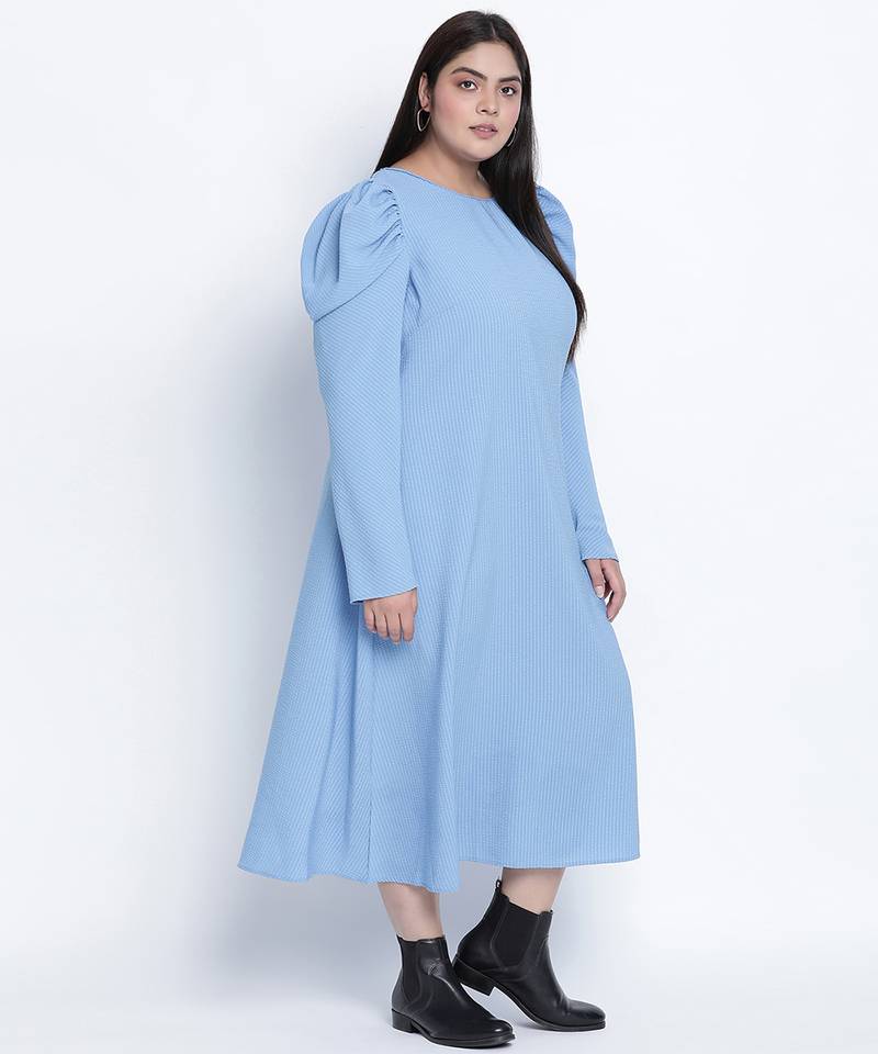 Dolphin Poly Dobby blue plus size dress