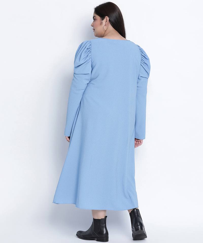 Dolphin Poly Dobby blue plus size dress