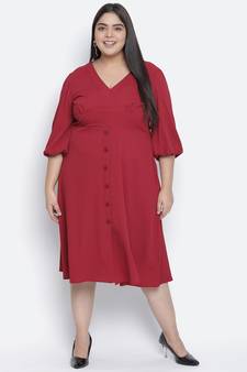 Pipa rust-red plus-size women dress.