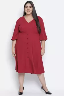 Pipa rust-red plus-size women dress.