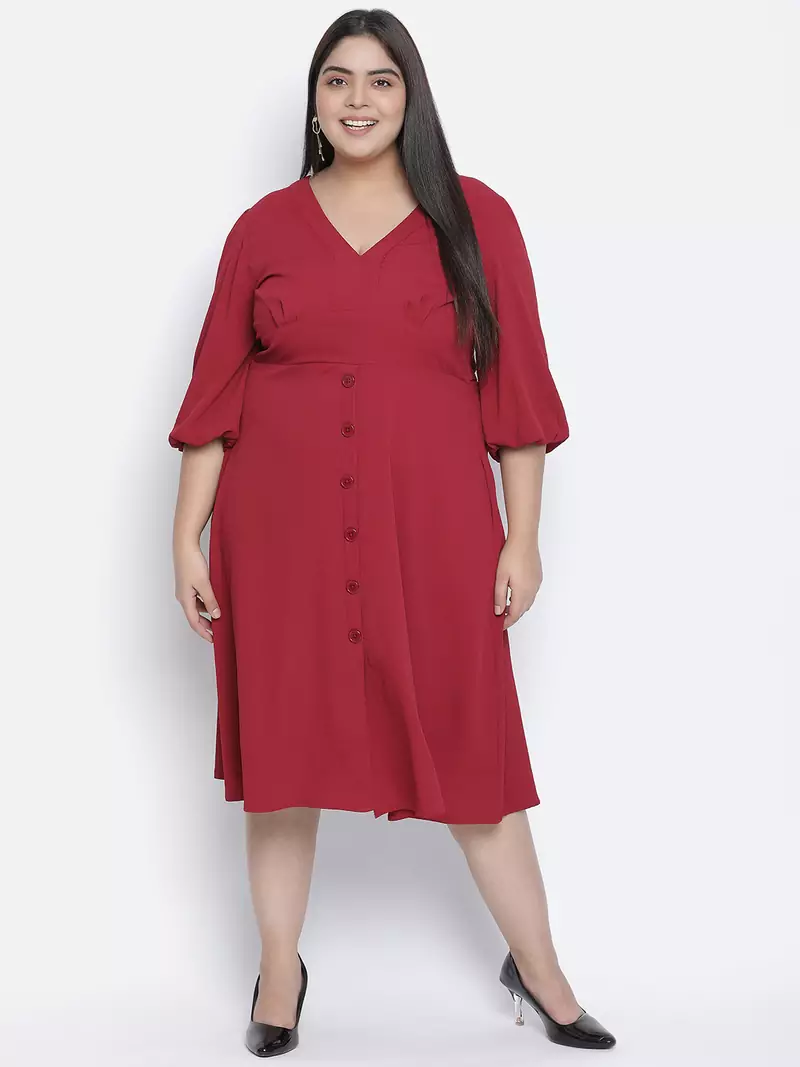 Pipa rust-red plus-size women dress.