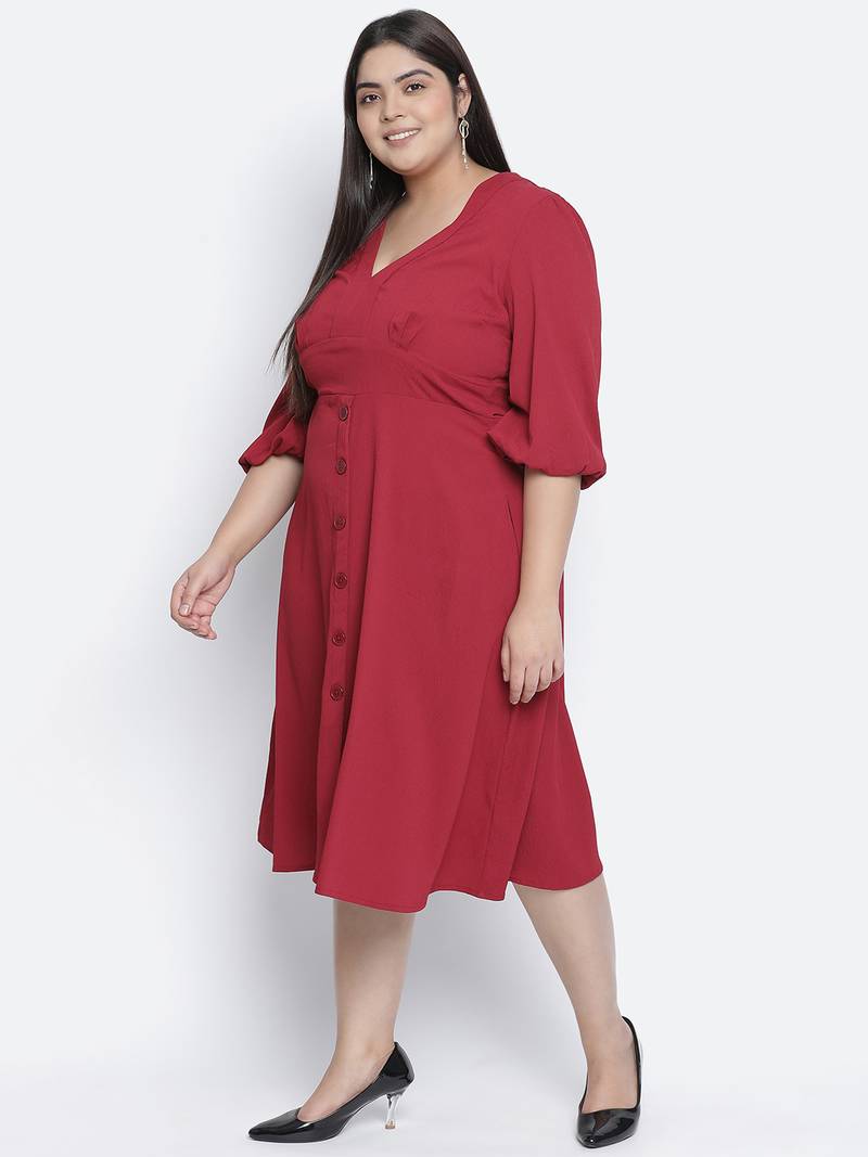 Pipa rust-red plus-size women dress.