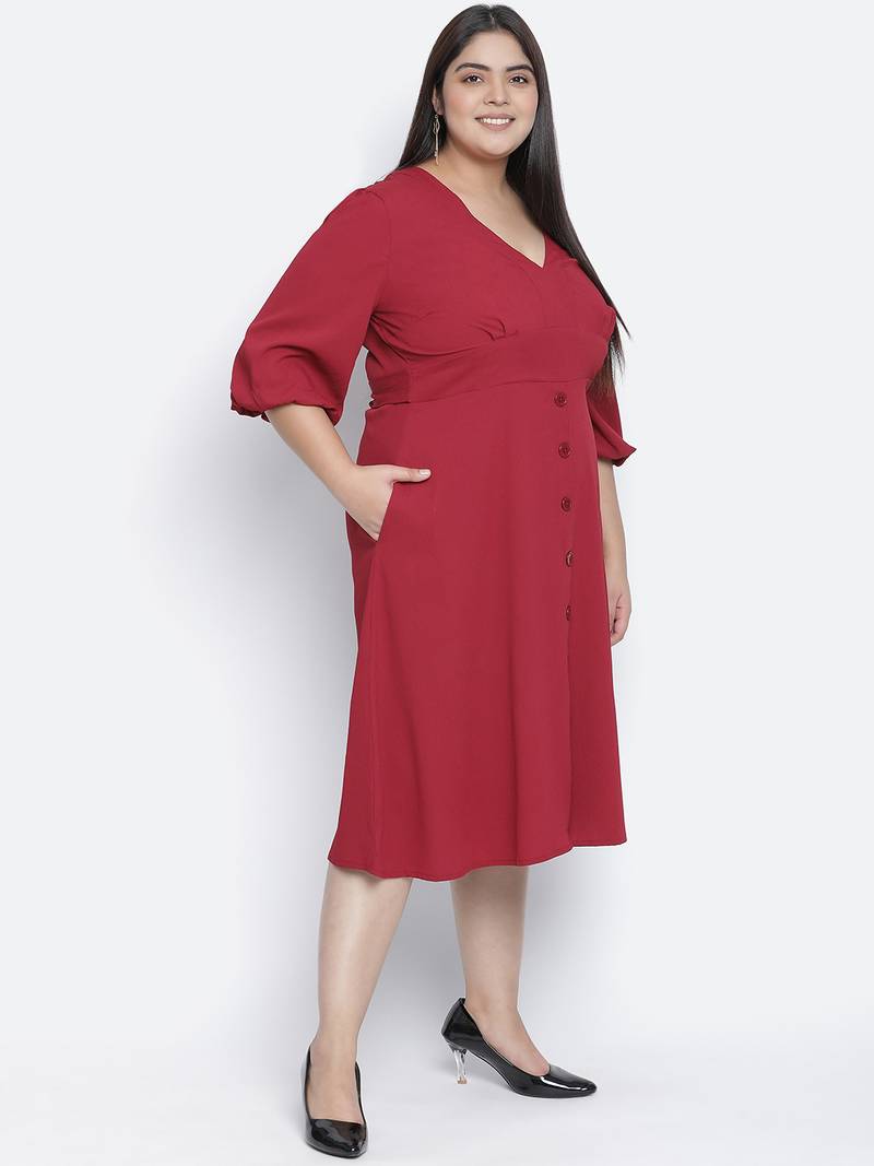 Pipa rust-red plus-size women dress.