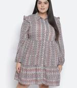 Cantallic geometric print button-down plus size dress