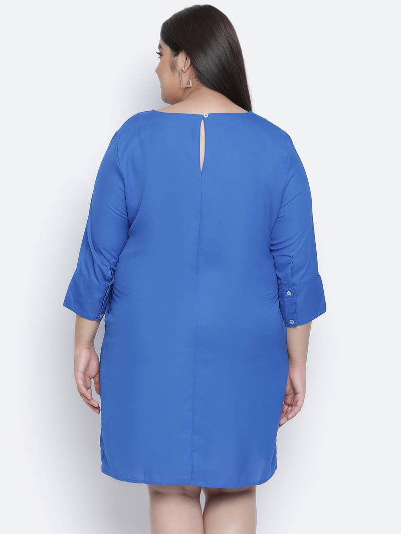 Dolphin solid blue plus size women dress