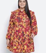 Floral bud button-down plus size dress
